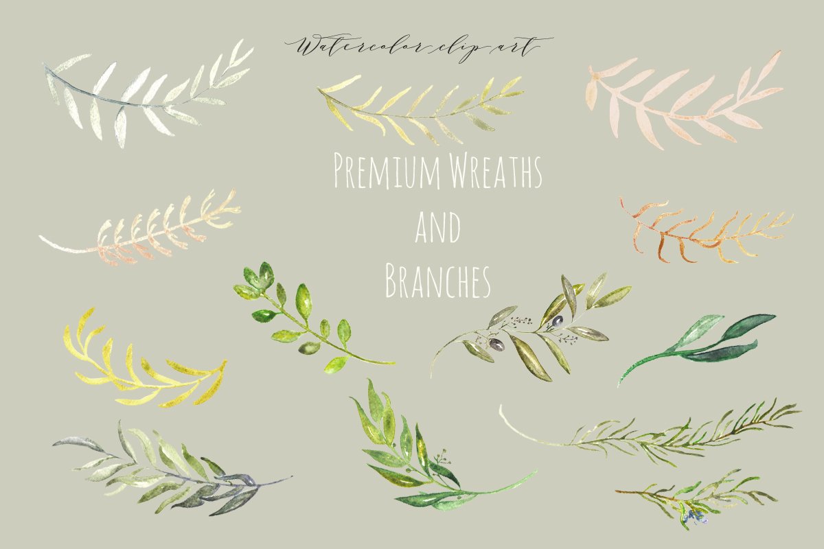 绿色植物花环素材 Premium wreaths and b