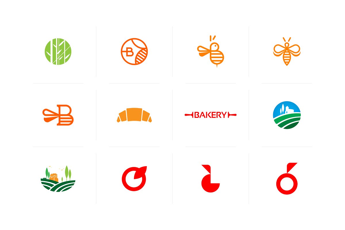 现代时尚的食物LOGO标志设计矢量Food Logo set