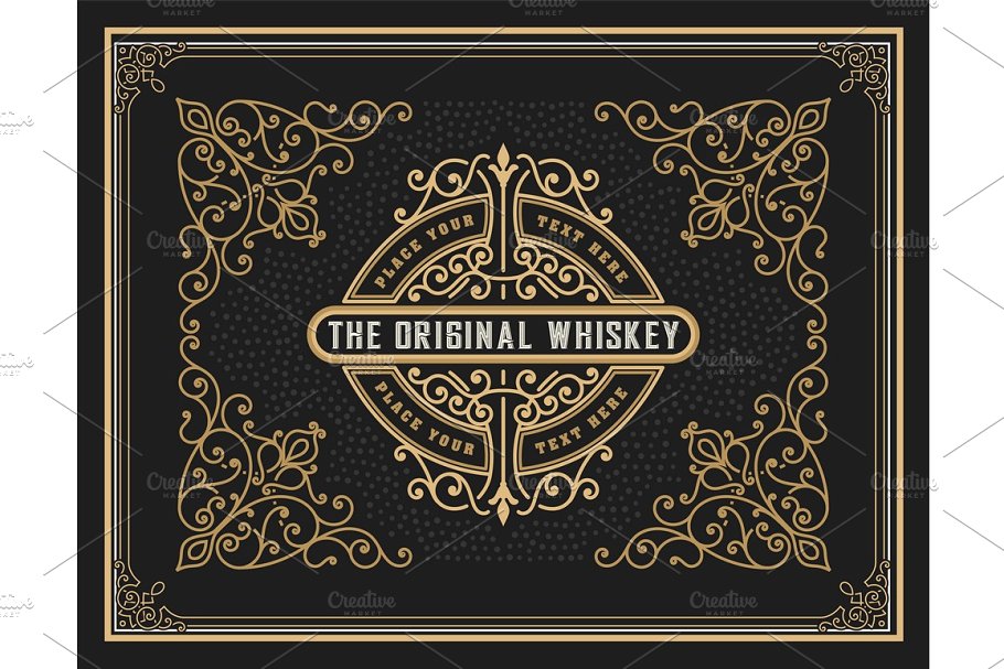 高端复古奢华的洋酒威士忌标签Labels bundle #1