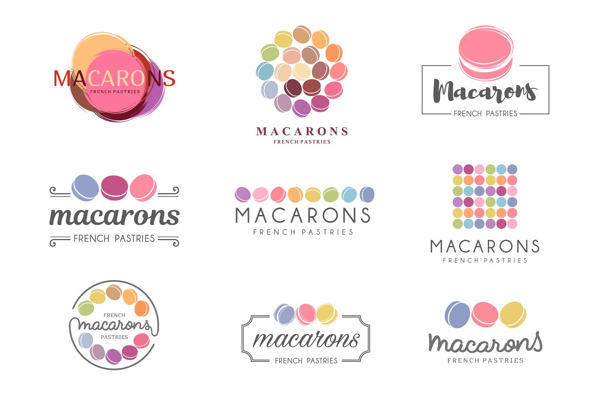 高品质的清新矢量logoMacarons Logo set