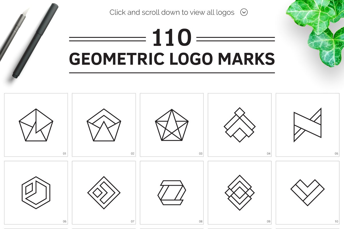 110款高品质几何图形logo模版Geometric Log