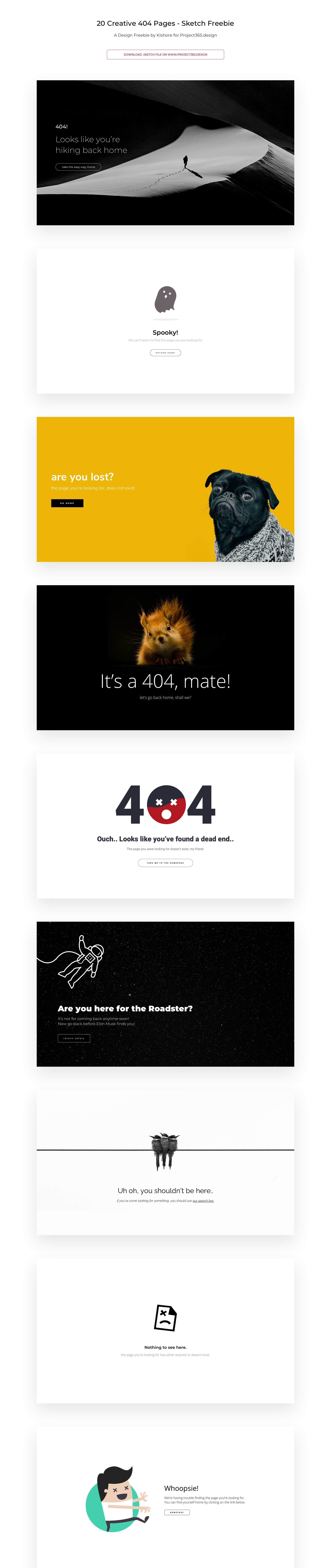 20组创意404页面设计模板素材免费下载 Creative