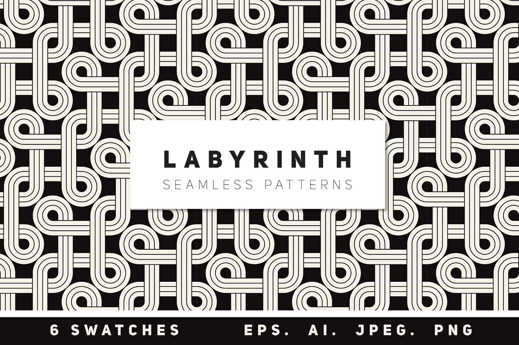 抽象迷宫式无缝图案背景纹理 Labyrinth Seamle