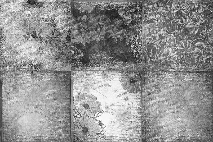 花卉纸张图案叠层 Paper Overlays #13512