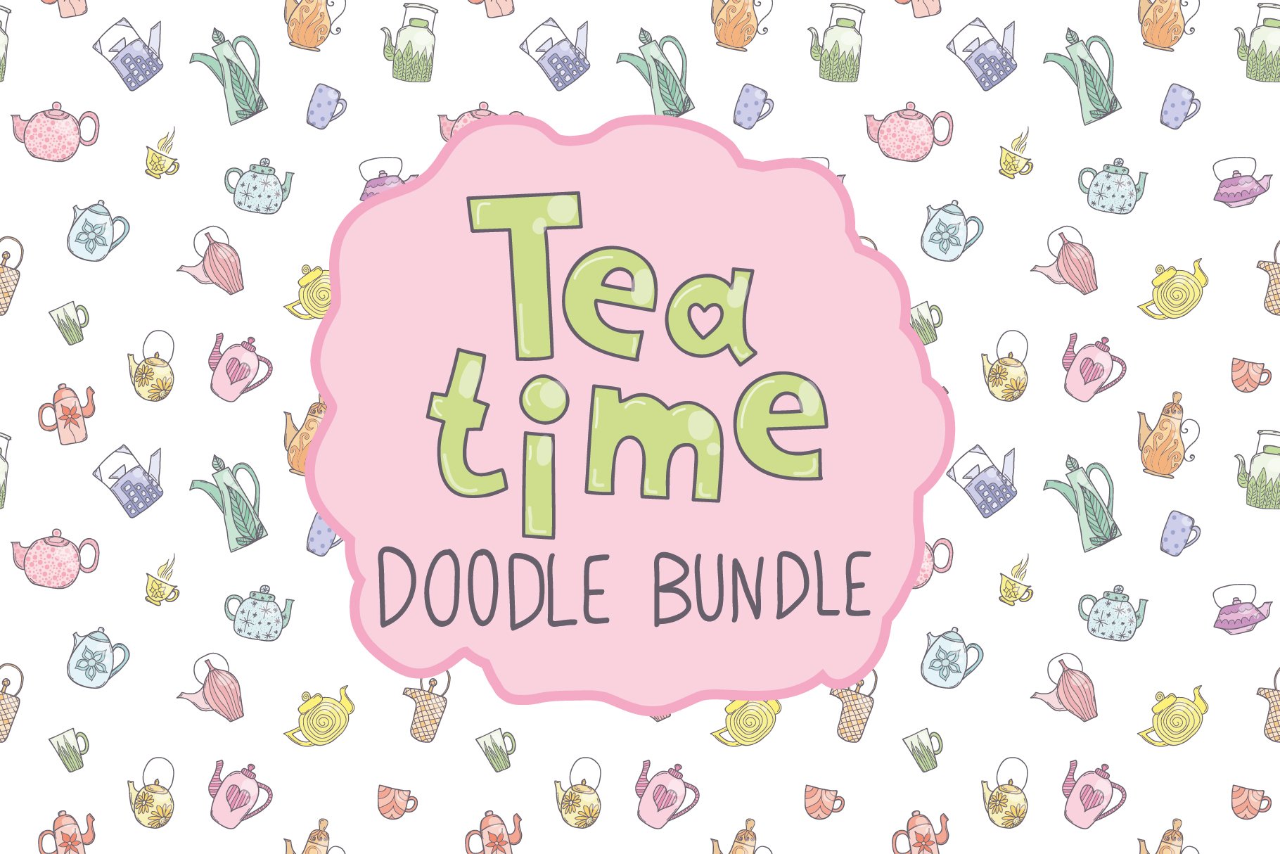 喝茶时光的绘画包 Tea time doodle bundl