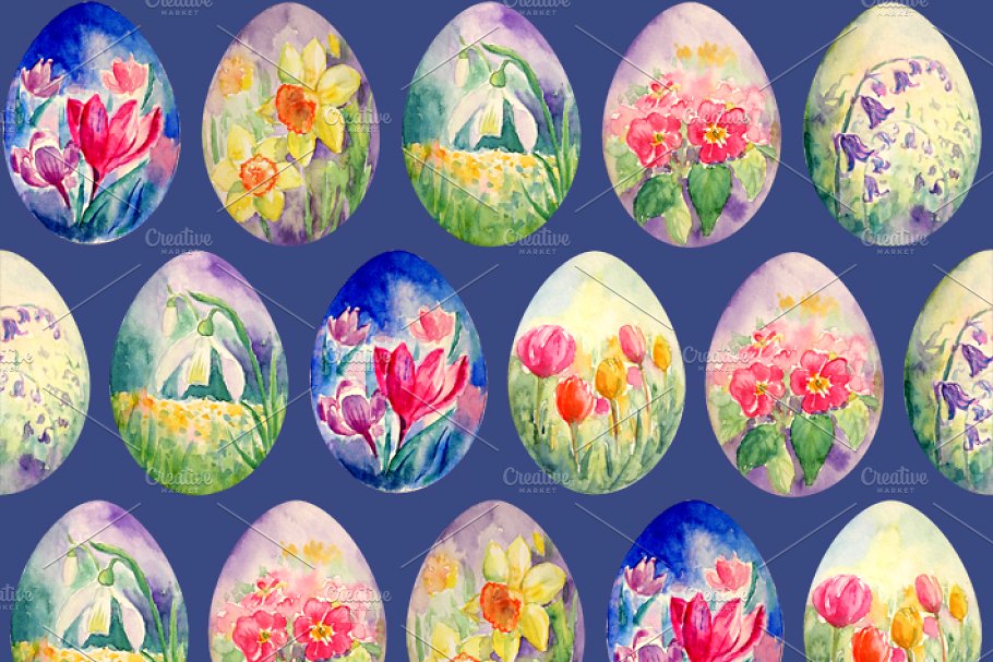 春季复活节彩蛋图案 Spring Flower Easter