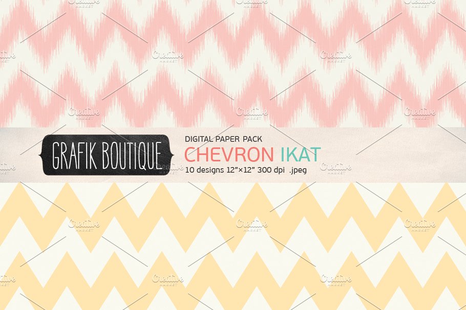 简约几何图案背景纹理 Chevron ikat creamy