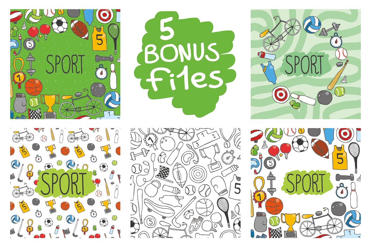 运动涂鸦图标素材 Sports doodle bundle