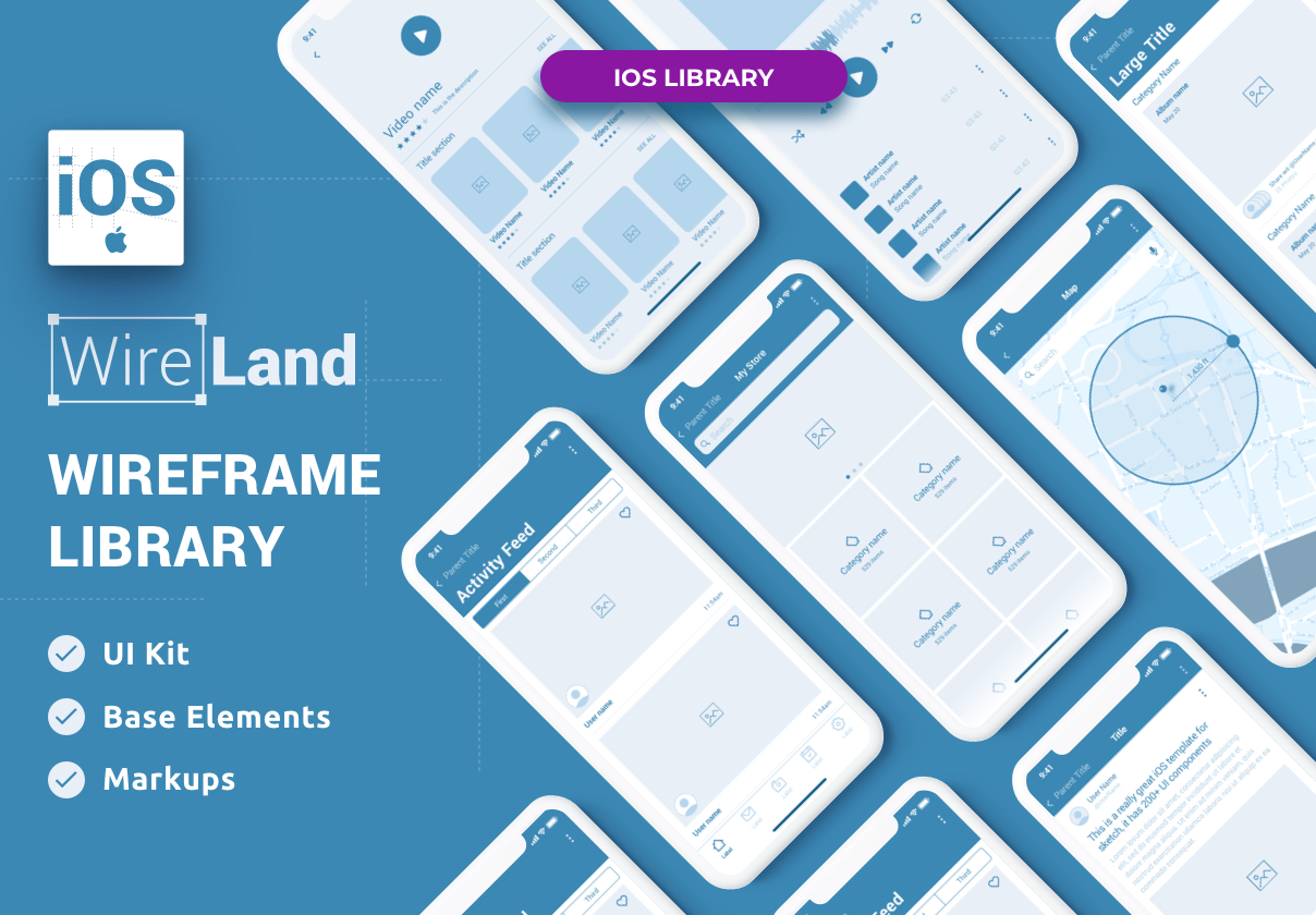 【iOS篇】完整的移动APP线框原型库UI工具包 Wirel