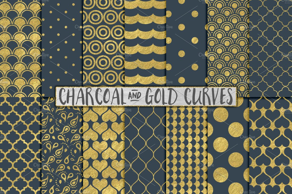 灰色和金箔背景纹理 Grey and Gold Foil #