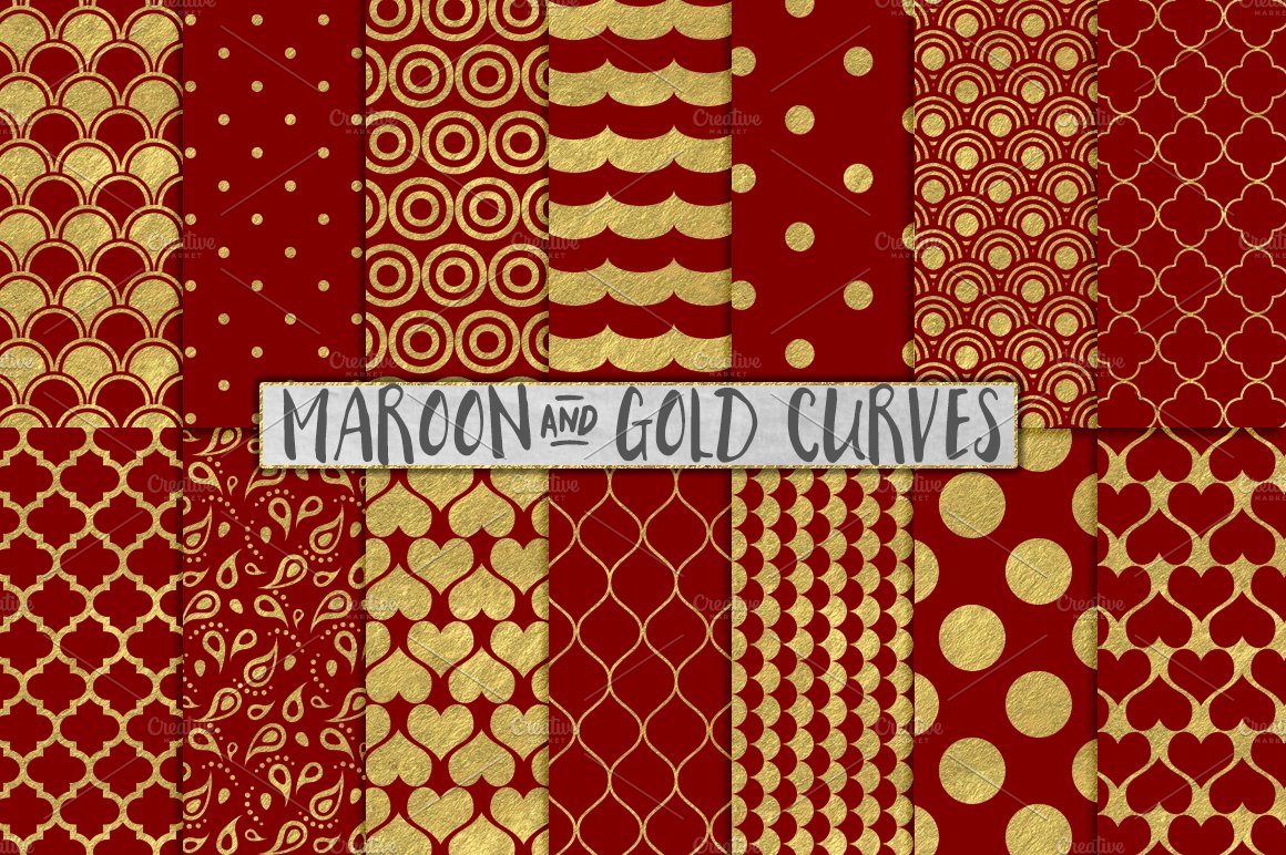 栗色和金箔背景 Maroon and Gold Foil #