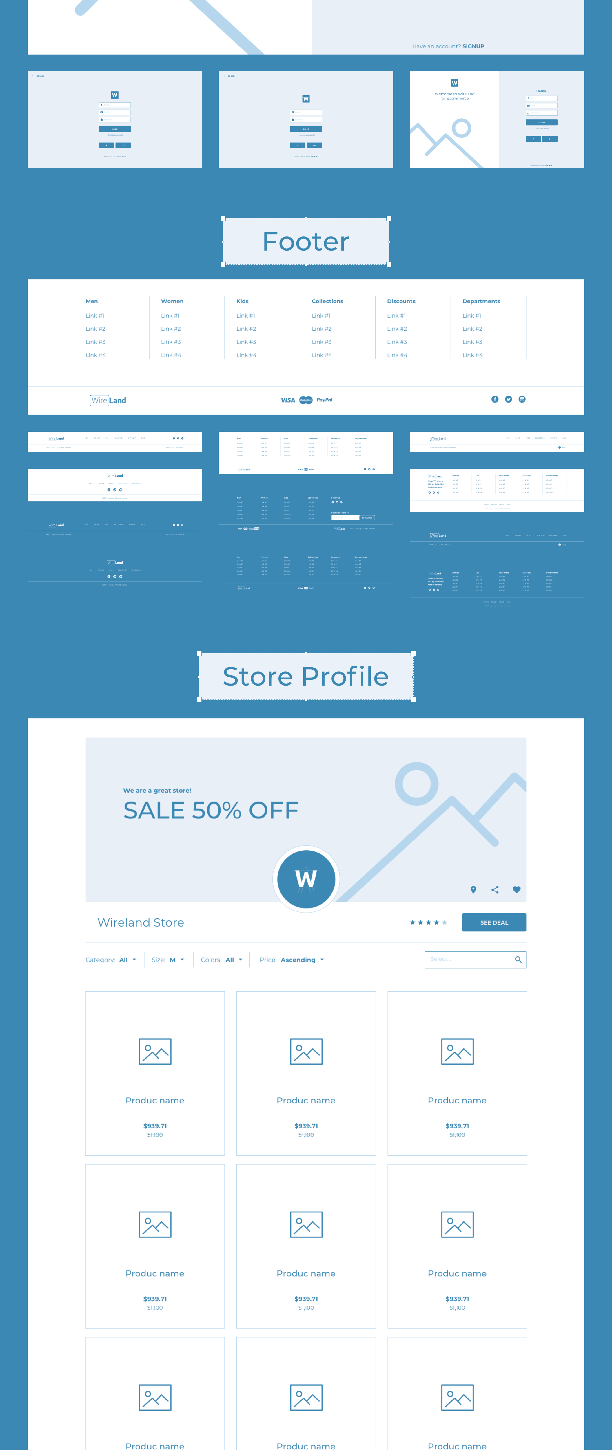 【Ecommerce篇】完整的电商网页平台线框原型库UI工具