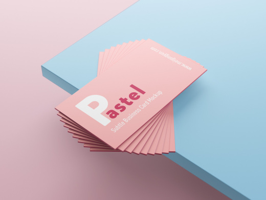 女性粉色系小清新名片設計提案樣機PSD模板素材 Pastel