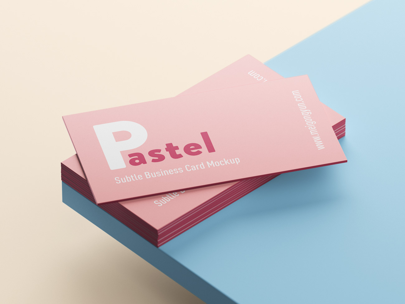 女性粉色系小清新名片设计提案样机PSD模板素材 Pastel
