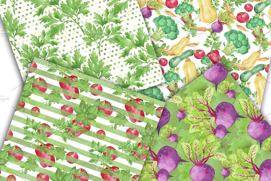 水彩素菜背景纹理Vegetable Watercolor D