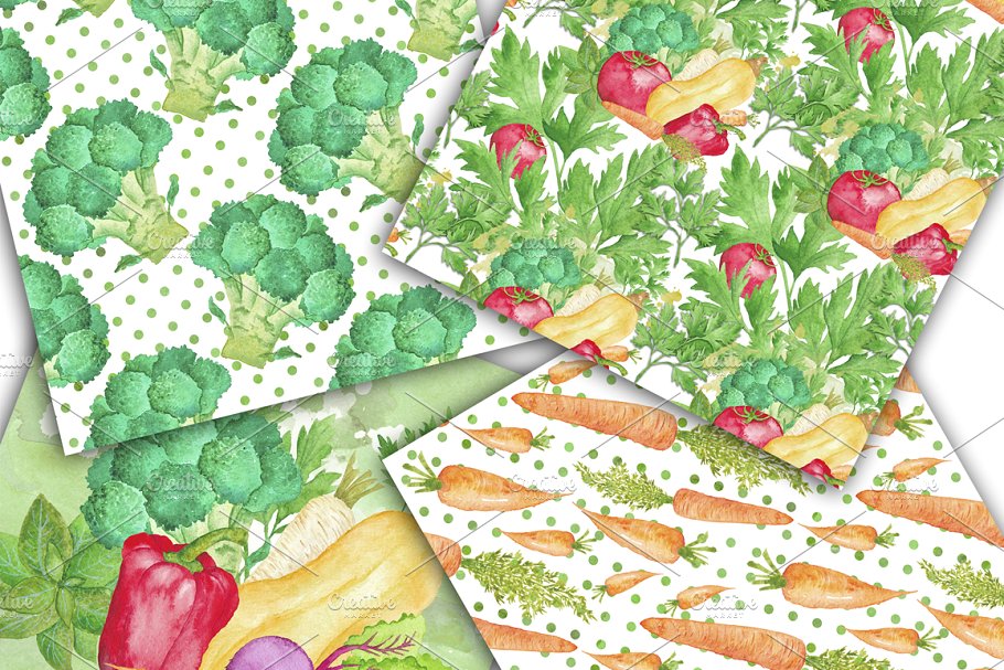 水彩素菜背景纹理Vegetable Watercolor D