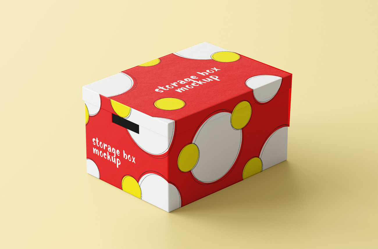 家用储物盒纸盒包装设计贴图品牌提案样机PSD模板 Stora