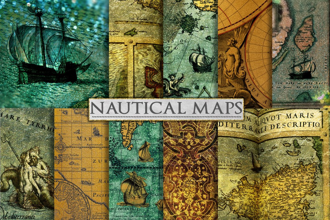 航海背景 海图艺术 Nautical Backgrounds