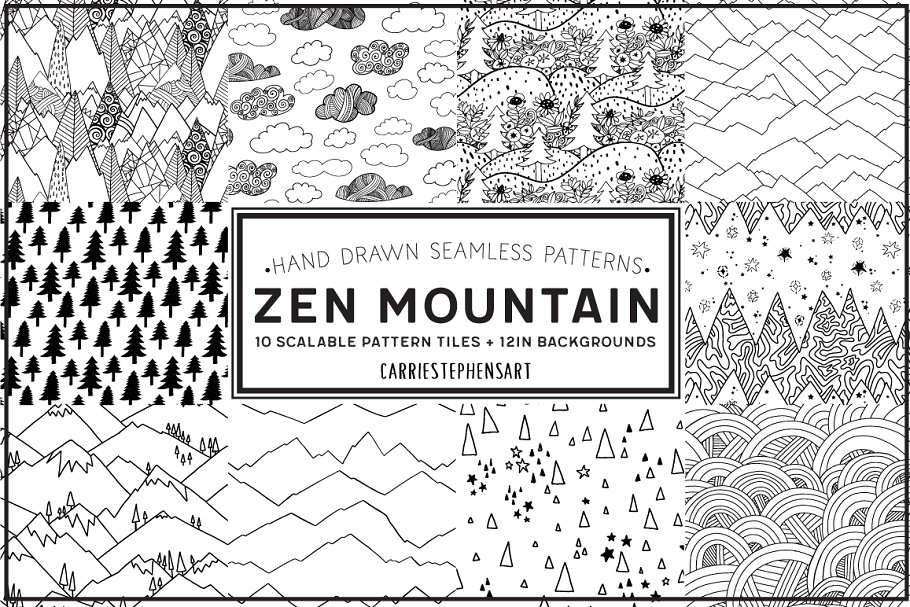 森林大山抽象元素背景纹理素材 Mountain Line #
