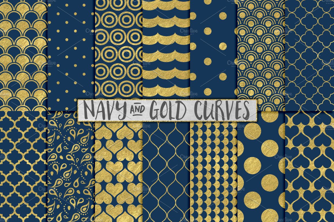 海军蓝和烫金效果的背景纹理素材 Navy Blue #520