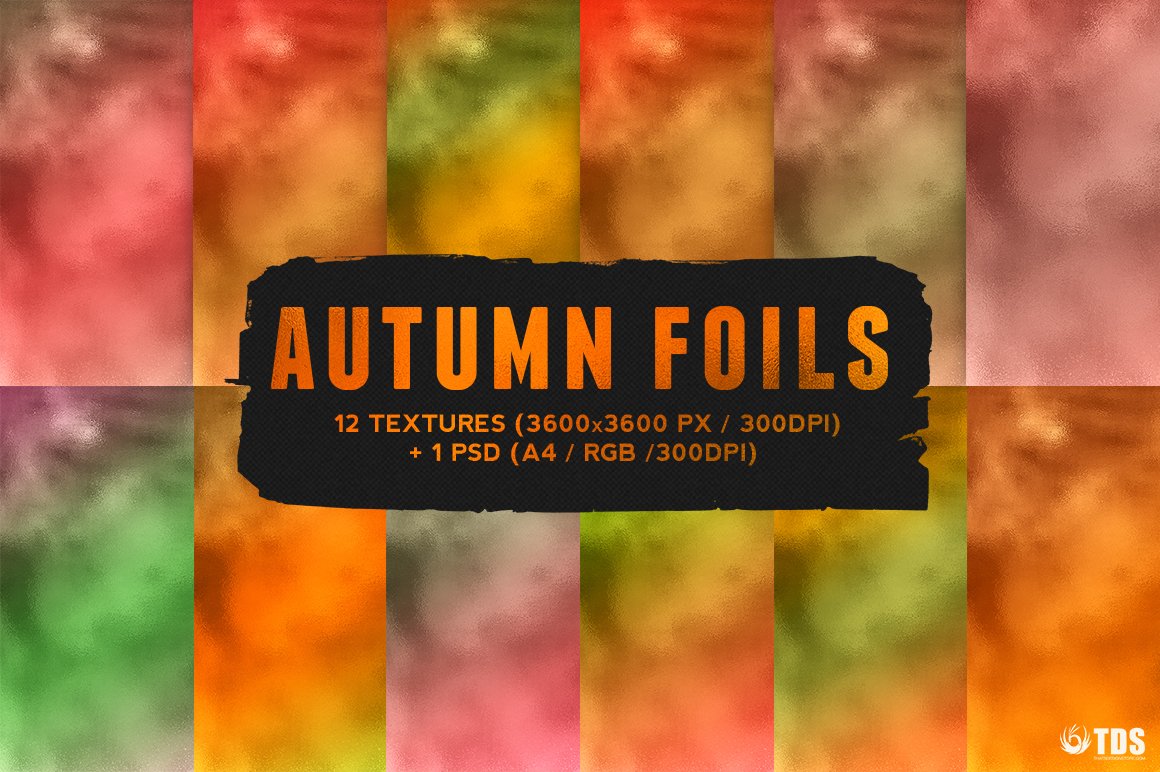 12个秋季风格的纹理背景素材 12 Autumn Foil
