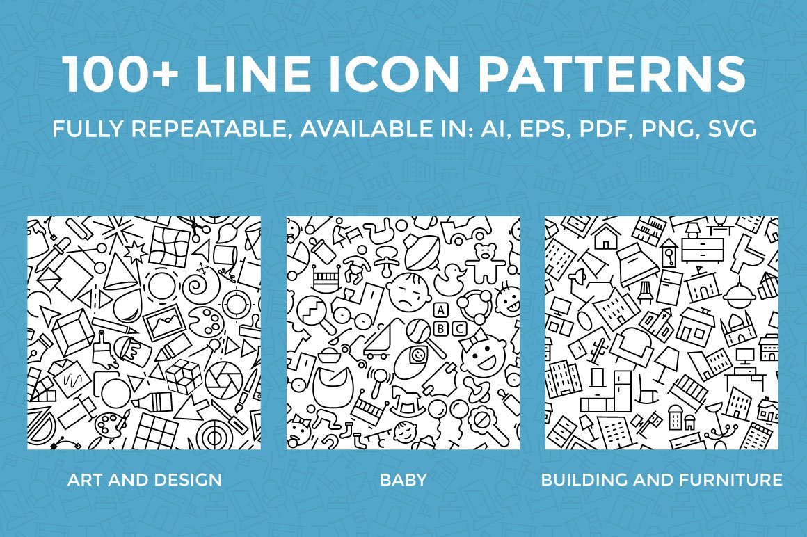 流行图标组合背景纹理素材 100  Line Icon Pa