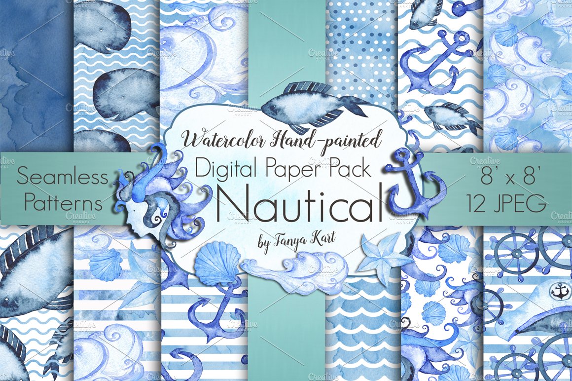 自然数码背景纹理纸 Nautical Digital Pap
