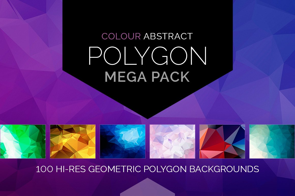 多彩的多边形图形素材 Colour Polygon Mega