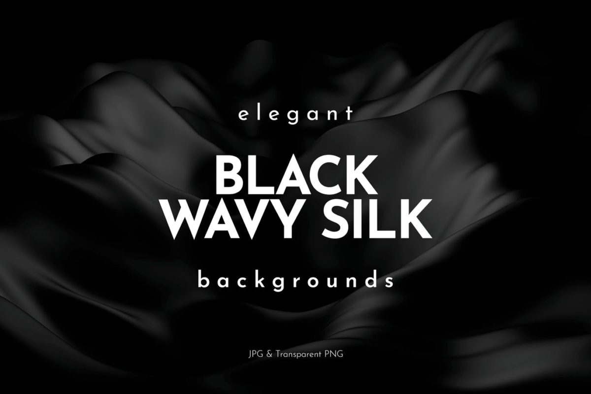优雅的黑色波浪丝绸绸缎Silk Backgrounds #3