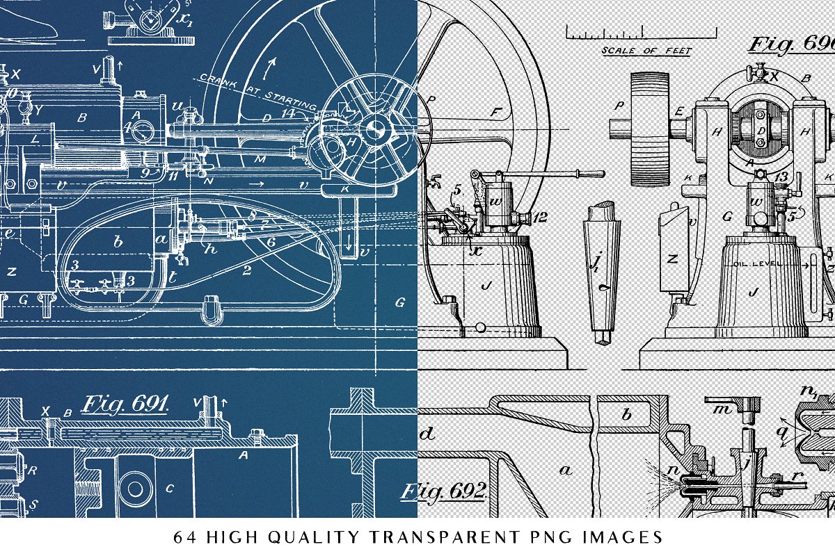 复古机械工程设计蓝图Vintage Mechanical B