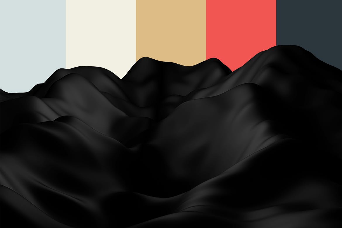 优雅的黑色波浪丝绸绸缎Silk Backgrounds #3