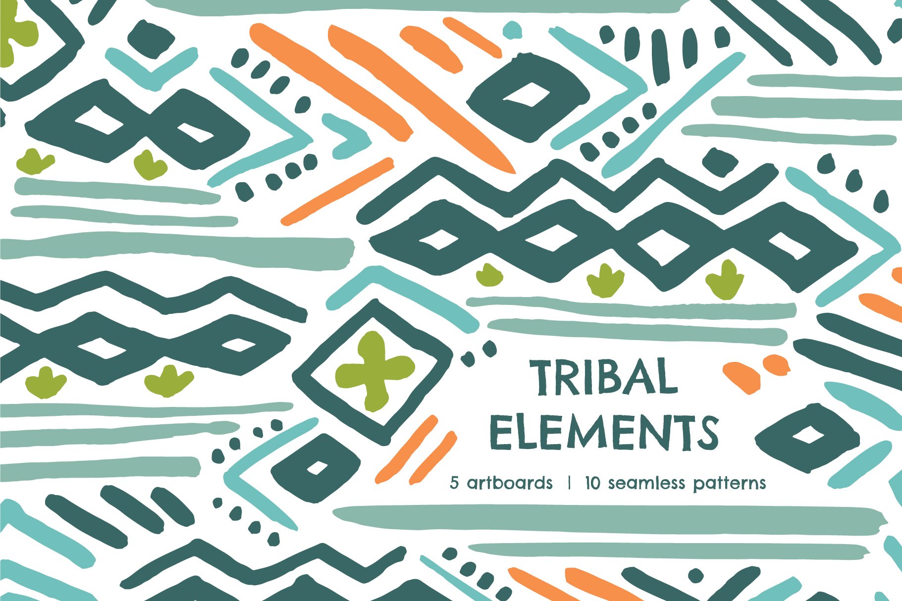 部落元素无缝图案背景纹理 Tribal Element #2
