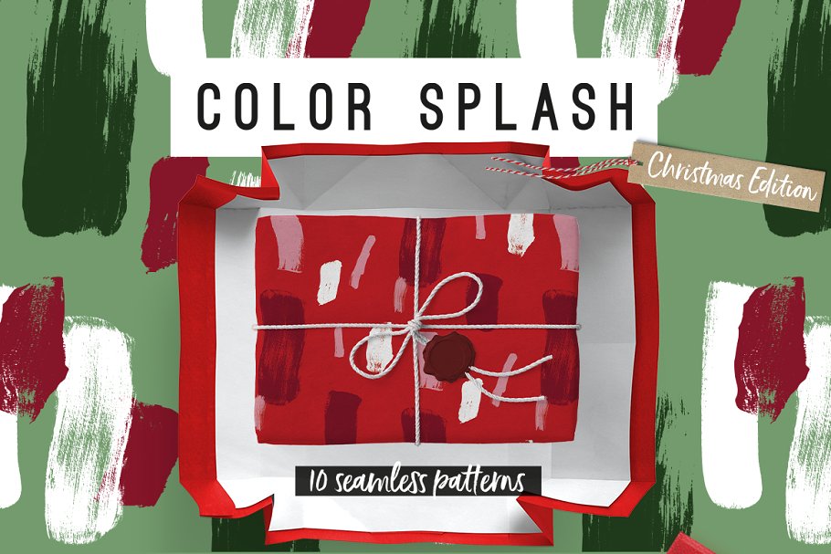 圣诞颜料笔刷色彩的背景纹理素材 Color Splash #