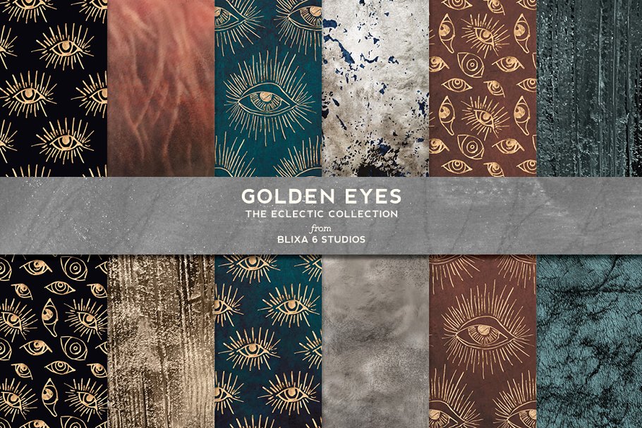 金色眼睛手图腾图形素材 Golden Eyes Hand #