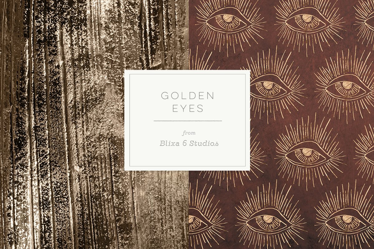 金色眼睛手图腾图形素材 Golden Eyes Hand #