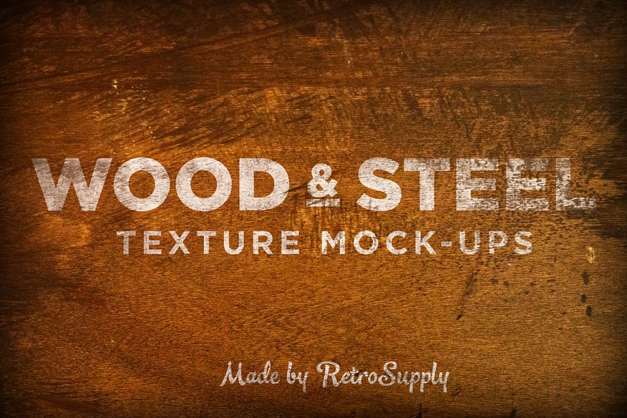 木纹效果样机素材 Wood  Steel Logo Mock
