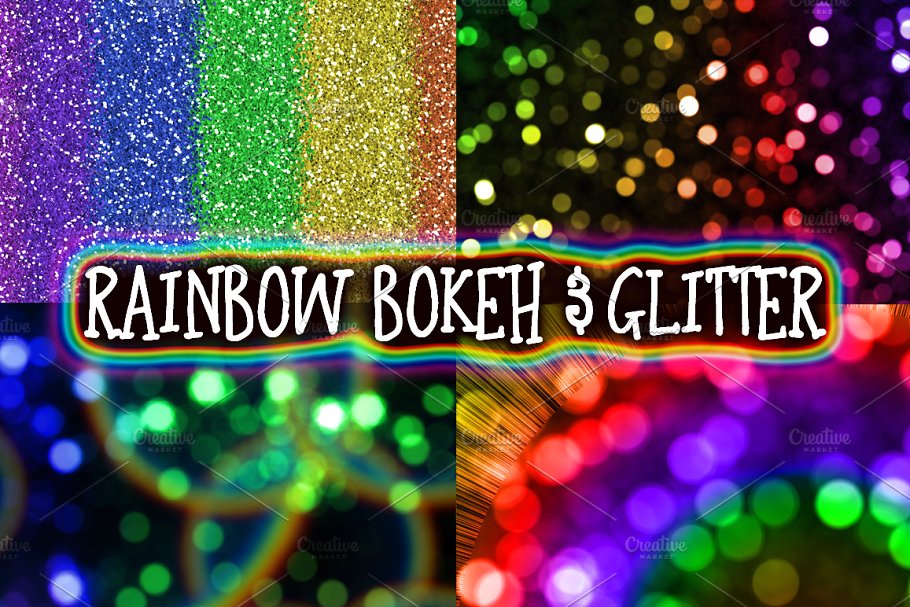 彩虹闪耀样机 Rainbow Bokeh  Glitter