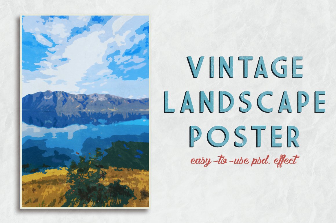 经典海报样式模板 Vintage Landscape Pos