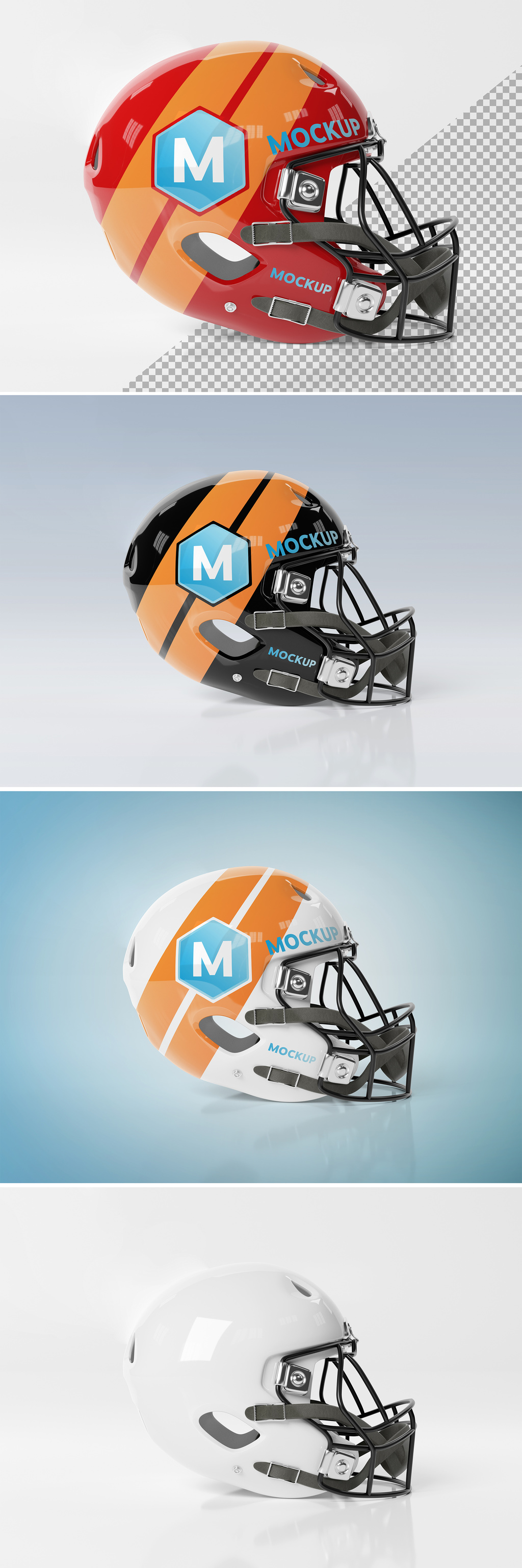 美食足球橄榄球头盔图案设计 Helmet Mockup #2