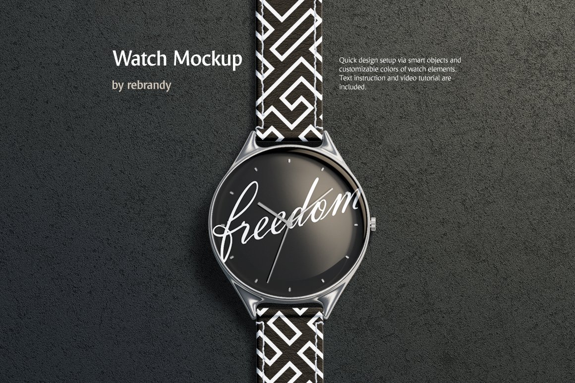 时尚手表表盘设计样机Watch Mockup #376461