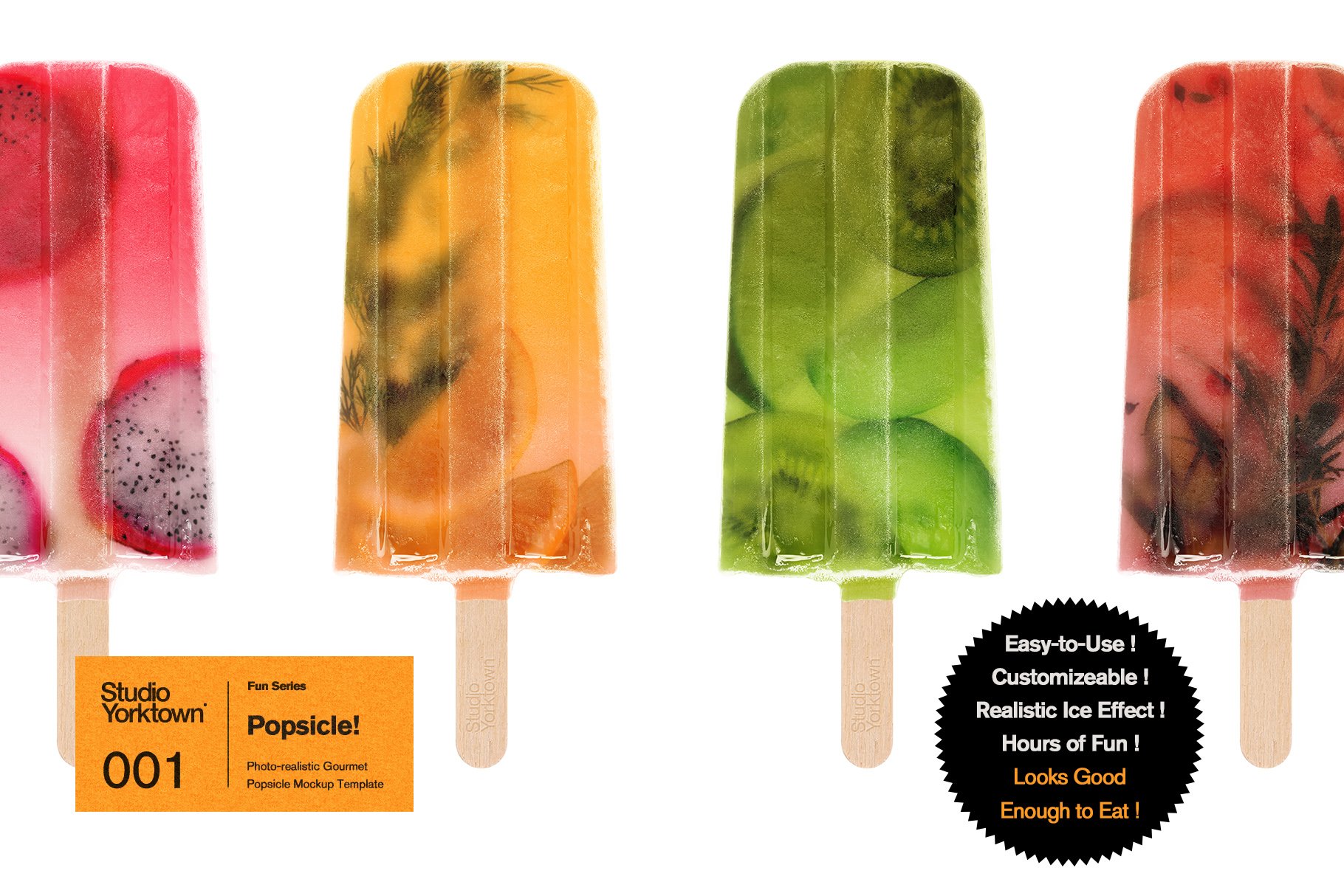 夏季夏天冰棍冰淇淋产品贴图样机模板素材 Popsicle!