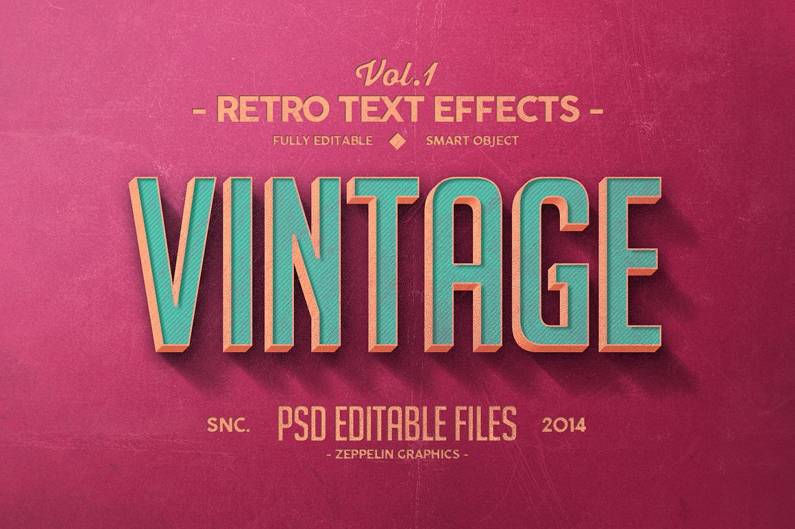 经典怀旧的图层样式素材 Vintage Text Effec