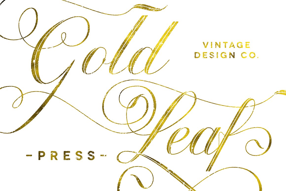 奢华感觉的金色叶子样式 Gold Leaf Press #8