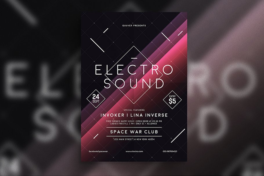 空间感的电子音乐海报模板 Electro Space #10