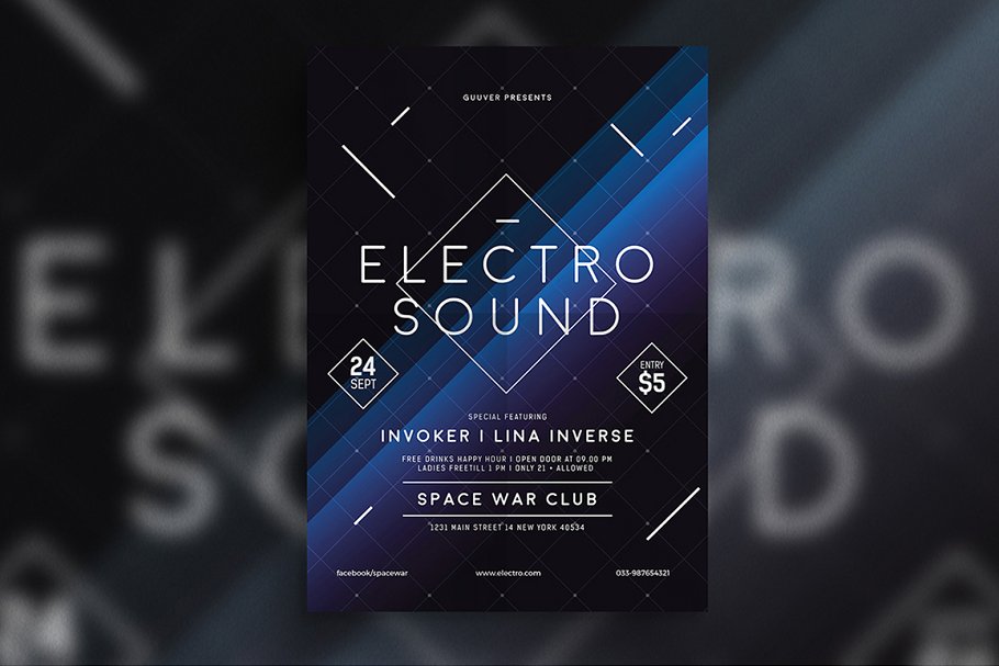 空间感的电子音乐海报模板 Electro Space #10