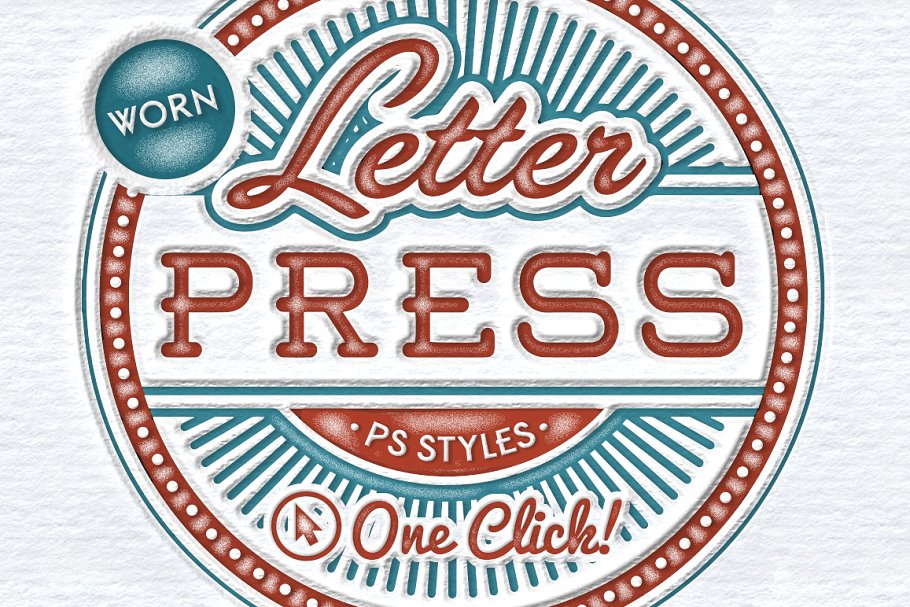 凸版印刷机PS图层样式 Worn Letterpress #