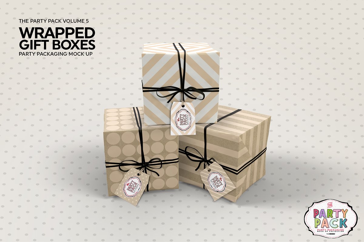 方形礼品包装盒设计样机 Packaging Mockup #