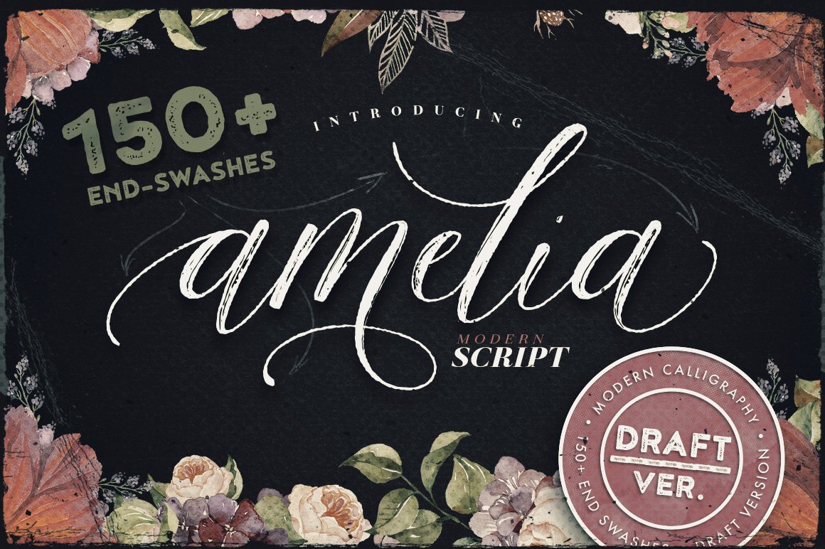 54时尚手写字体大全 Amelia Script Draf