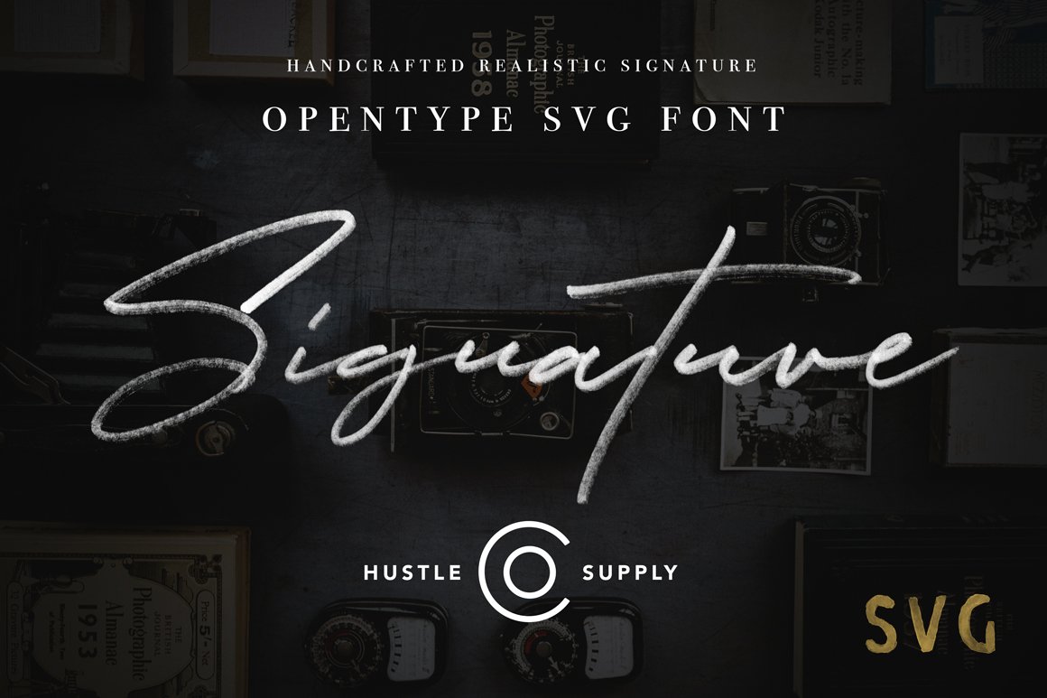 草书字体设计 JV Signature SVG  Opent