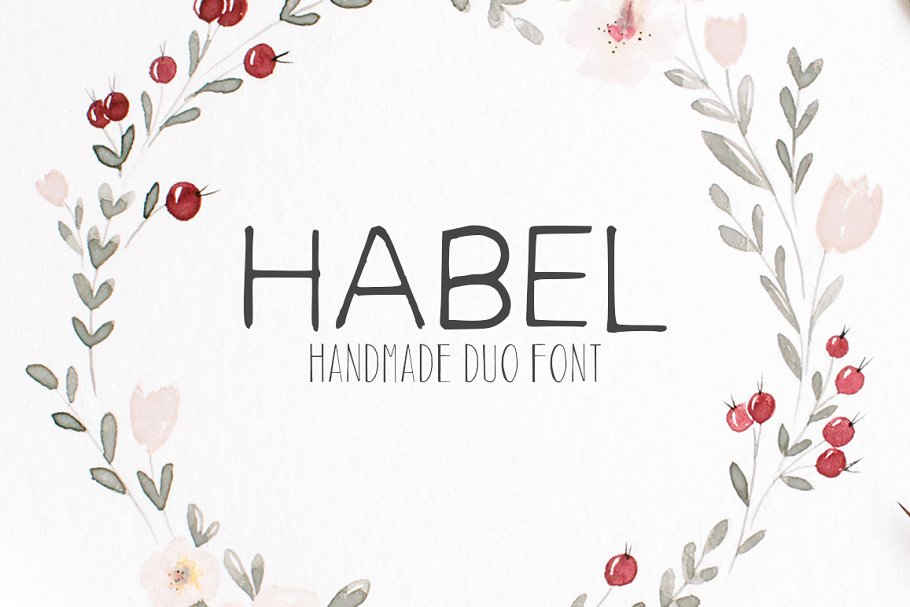 字体设计插画素材 Habel Handmade Duo Fo